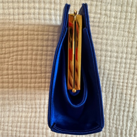 ESCADA - Indigo / Royal Blue Purse Clutch Handbag Crossbody - Gold Detail - Picture 8 of 14